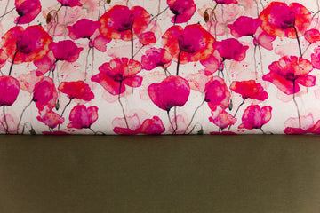 Stoffpaket Jersey + Bündchen Jersey mit Mohnblumen, Fräulein von Julie, ecru, oliv